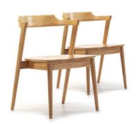 Pack 2 chaises Venus, Couleur Chêne, Bois Massif, 58 cm x 57,5 cm x 76 cm
