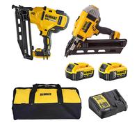 Pack 2 Cloueurs 18V DEWALT DCK2046P2-QW : cloueur de charpente et un cloueur de finition avec 2 batteries