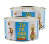 Pack 2 - conserves épicées assaisonnées d’anchois naturels et d’huile d’olive. Mélange d’olive, oignon, cornichon, poivre. Aliments en conserve fabriqués en Espagne.
