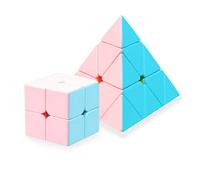 Pack 2 Cube Magique Couleurs Pastel, Lisse sans Autocollants, Holy Hand Legend Macaron, Correction des pannes et Rotation Facile, Speedcubing, Puzzle 3D, Coins Ronds