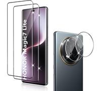 Pack 2 Écrans + 2 Protections Caméras Pour Honor Magic 7 Lite 5g ¿ Verre Trempé 9h Anti-Rayures, Ultra-Transparent Hd, Pose Sans Bulles
