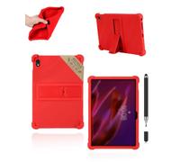 Pack 2-en-1 Coque pour Lenovo ThinkTab X11 Gen 1 (10.95 Pouces) Tablette avec Stylet Tactile - Housse Enfant en Silicone Antichoc,Powfix Béquille Ajustable, Étui Léger & Anti-Rayures, Rouge