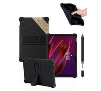Pack 2-en-1 Coque pour Lenovo ThinkTab X11 Gen 1 (10.95 Pouces) Tablette avec Stylet Tactile - Housse Enfant en Silicone Antichoc,Powfix Béquille Ajustable, Étui Léger & Anti-Rayures, Noir