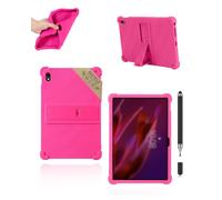 Pack 2-en-1 Coque pour Lenovo ThinkTab X11 Gen 1 (10.95 Pouces) Tablette avec Stylet Tactile - Housse Enfant en Silicone Antichoc,Powfix Béquille Ajustable, Étui Léger & Anti-Rayures, Rose Fuchsia