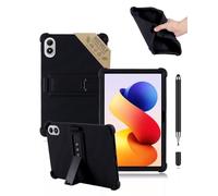 Pack 2-en-1 Coque pour XIAOMI Redmi Pad 2 Pro (12.1 Pouces) Tablette avec Stylet Tactile - Housse Enfant en Silicone Antichoc,Powfix Béquille Ajustable, Étui Léger & Anti-Rayures, Noir