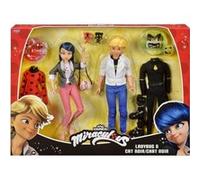 Pack 2 figurines - BANDAI - Miraculous - Marinette et Adrien avec 2 tenues Ladybug Chat Noir, accessoires - 26 cm noir