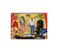Pack 2 figurines Miraculous Marinette & Adrien 26 cm articulées + 2 tenues super-héros et accessoires Multicolore