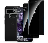 Pack 2 Films Vie Privée + 2 Protections Lentille Pour Google Pixel 8 ¿ Verre Trempé 9h Anti-Espion, Anti-Rayures, Oléophobe, Haute Sensibilité, Compatible Coque, Déverrouillage Facial