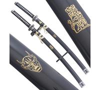 Pack 2 Katanas Kill Bill Katana en Bois Sabre La Mariée et Bill Epee Beatrix Kiddo Decoration Cosplay Hattori Hanzo - Lame Decoration + Présentation en Bois Inclus