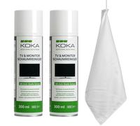 Pack 2 KOKA Nettoyant TV Mousse + Chiffon Microfibre Blanc