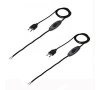 Pack 2 Lamp Cable 1.5 m BlackCable with SwitchEuro Power CableMade in ItalyCord with Switch and Plug