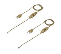 Pack 2 Lamp Cable 1.5 m GoldCable with SwitchEuro Power CableMade in ItalyCord with Switch and Plug