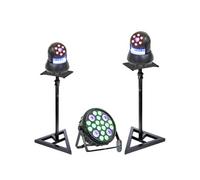 Pack 2 Lyres Ibiza STAR-WASH - 2 Pieds Supports - Projecteur 16x4W RGBW 4-en-1 30W UV PAR - Soirée Anniversaire Club Fête Dj Mariage