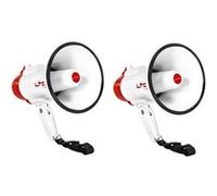Pack 2 Mégaphones rechargeables 20W LTC MEGA20W Portée 250m - Haut parleurs Supporter Manifestation Fête Soirée Sport Blanc