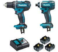 Pack 2 outils 18 V (DDF482/DTD152) + 3 batteries 3 Ah + chargeur + coffret MAKPAC MAKITA DLX2127J1