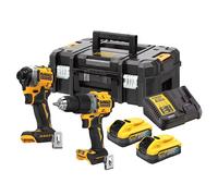 Pack 2 outils 18V DEWALT DCK2050H2T-QW : perceuse DCD805 et boulonneuse DCF850 Brushless avec coffret et 2 batteries 5,0 Ah POWERSTACK