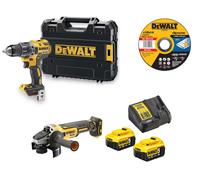 Pack 2 outils 18V XR (DCD791/DCG405) + 25 disques à tronçonner (DT43906) + 2 batteries 5.0Ah + chargeur + TSTAK - DEWALT - DCK2020P2T/DT43906
