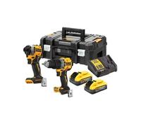 Kit 2 outils Dewalt 2 batteries 18V 5Ah powerstack Perceuse à percussion DCD805 + Visseuse à chocs DCF850 - DCK2050H2T-QW