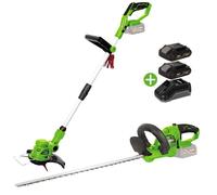 Pack 2 outils 20V Coupe Bordure + Taille Haies + 2 Batteries Lithium 2.0Ah + Jeu de 20 lames + Chargeur VITO