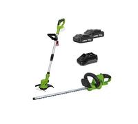 Pack 2 outils 20V Coupe Bordure + Taille Haies + 2 Batteries Lithium 2.0Ah + Jeu de 20 lames + Chargeur VITO