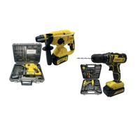 Pack 2 outils 20V - Perceuse Visseuse et Marteau Perforateur + 3 batteries + 2 mallettes de rangement + 2 Chargeurs