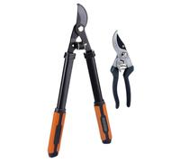 BLACK+DECKER Outils de Coupe 2 pièces - Cisaille à Branches 53,3 cm - Sécateur de Jardin 20,3 cm - Outillage Jardinage - Noir/Orange