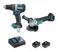 Pack 2 outils MAKITA DLX2210TJ1 (DGA506+DHP484+BL1850×2+DC18RC+MAK2&3)