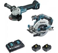 Pack 2 outils MAKITA DLX2277PTJ (DGA506+DHS680+BL1850×2+DC18RD+MAK2&4)