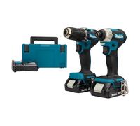 Pack 2 outils MAKITA DLX2423AJ - 18V avec Perceuse DDF487 + Visseuse à chocs DTD157 + 2 batteries 2Ah + chargeur