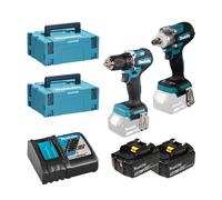 Pack 2 outils Makita Perceuse visseuse DDF487ZJ + Boulonneuse DTW301ZJ + 2 batteries BL1850 18V 5 Ah + 1 chargeur rapide DC18RC