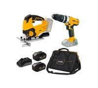 Pack 2 outils sans fil 20V Scie sauteuse Perceuse 2 batteries lithium 4Ah VITO C