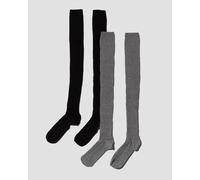 Pack - 2 Overknee Socks (Black / grey) 36-39