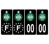 Pack 2 paires Autocollant Stickers Plaque d'immatriculation Premium ASSE Noir - Numéro Personnalisé