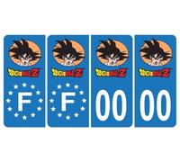 Pack 2 paires Autocollant Stickers Plaque d'immatriculation Premium Dragon Ball Z - Numéro Personnalisé