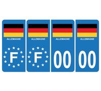 Pack 2 paires Autocollant Stickers Plaque d'immatriculation Premium Drapeau Allemagne - Numéro Personnalisé