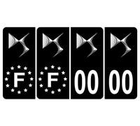 Pack 2 paires Autocollant Stickers Plaque d'immatriculation Premium DS Automobile Noir - Numéro Personnalisé