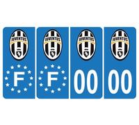 Pack 2 paires Autocollant Stickers Plaque d'immatriculation Premium Juventus - Numéro Personnalisé