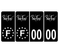 Pack 2 paires Autocollant Stickers Plaque d'immatriculation Premium Pink Floyd Noir - Numéro Personnalisé