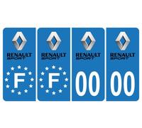 Pack 2 paires Autocollant Stickers Plaque d'immatriculation Premium Renault Sport - Numéro Personnalisé