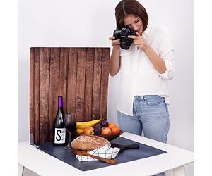 Pack 2 Panneaux De Fond Photos | 55x55 cm | Arrière-Plan Réaliste | Accessoire Photographie De Nourriture | Fond Photo pour Produits | Backdrop Board Big (Wood & Stone, Big)