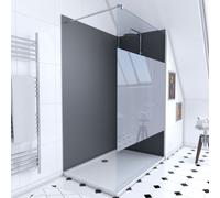 Pack 2 panneaux muraux + receveur + paroi en verre trempé BANDE DEPOLIE + barre de fixation