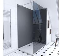 Pack 2 panneaux muraux + receveur + paroi en verre trempé fumé + barre de fixation