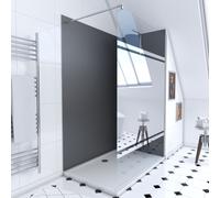 Pack 2 panneaux muraux + receveur + paroi en verre trempé MIROIR + barre de fixation