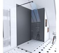 Pack 2 panneaux WALL'IT GRIS + paroi en verre trempé TRANSPARENT + receveur + barre de fixation