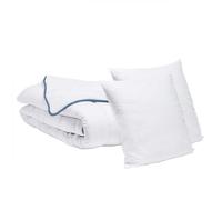 Pack 2 personnes Couette Tempérée 220x240cm + 2 Oreillers 60x60cm Toutes Saisons - Fabriqué en France - BLEU CALIN