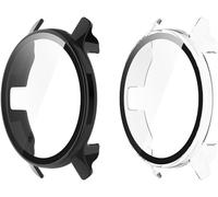 Pack 2 Pièces (Coque Bumper + Film Verre Trempé) Pour Garmin Venu 2 Plus ¿ Protection Complète Anti-Rayures (Noir + Transparent)
