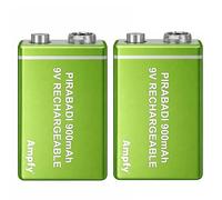 Pack 2 Pile ACCU Batterie 9V Rechargeable 900mAh 6LR61 6F22 NI-MH NIMH | Longue DURÉE & Grande CAPACITÉ | TÉLÉCOMMANDE Micro Robot Jouet Lampe DÉTECTEUR DE FUMÉE Sonnette MULTIMÈTRE ETC... (900mAh)