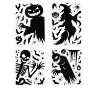 Pack 2 Planches 35cm Vitrophanies Effrayantes Modèles Aléatoires pour Halloween Décoration Fenêtres Autocollants