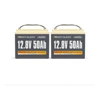Pack 2-Power Queen Batterie Lithium LiFePO4 12V 50Ah 640Wh BMS 50A - 4000~15000 Cycles de Recharge
