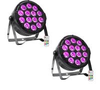 Pack 2 Projecteurs Par Ibiza Light THINPAR-14x6W-RGBW DMX Télécommande LED Extra-plats Soirée Dj Fête Bar Club Discothèque Ambiance